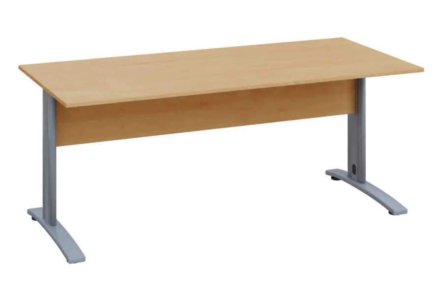 EPK 18 - 18 stůl kancelářský, kovová podnož stříbrná, deska 18 mm, široký 1800 mm, javor horský